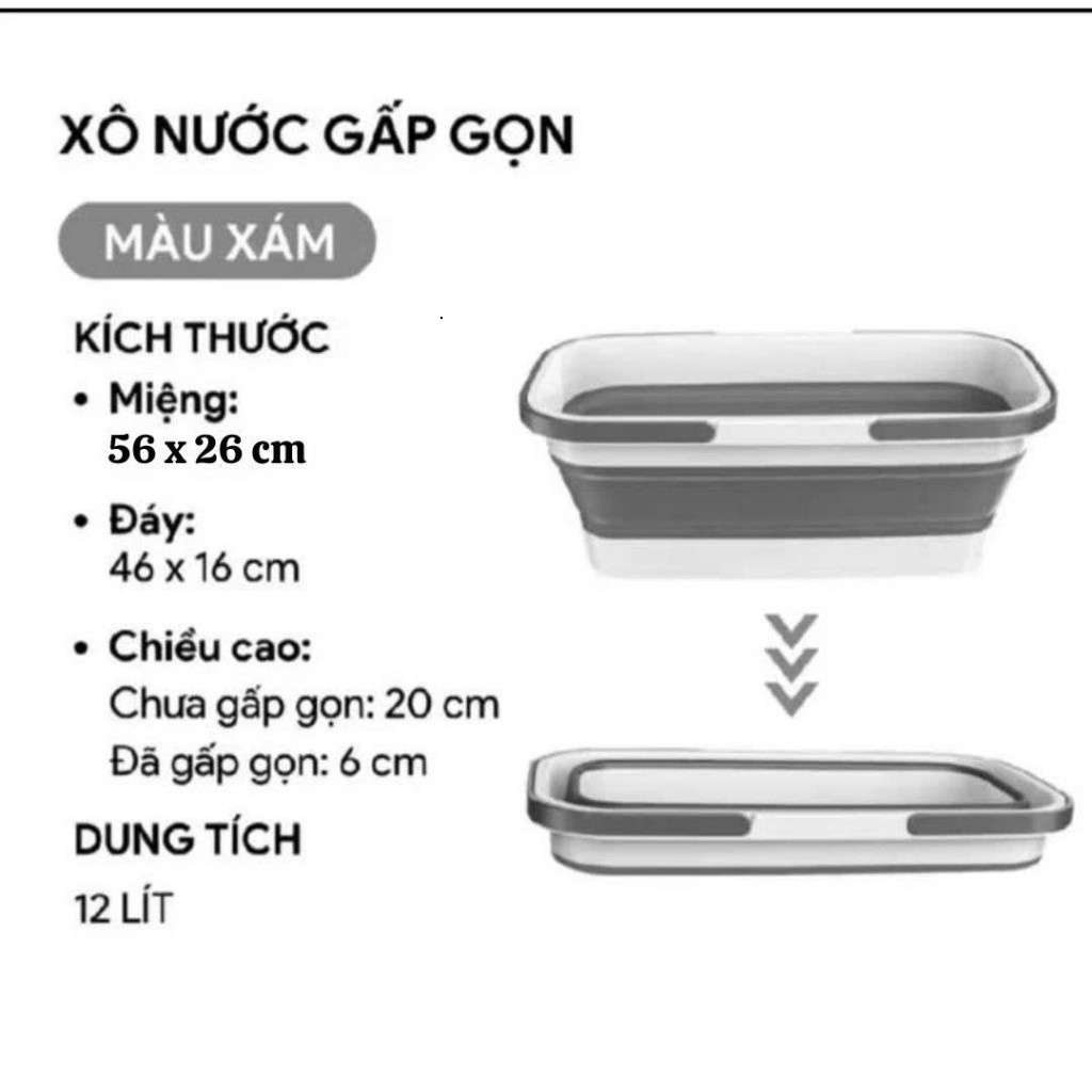 Thau Gấp Gọn Có Bánh Xe, Chậu Nhựa Gấp Gọn Dùng Cho Cây Lau, Chổi Lau Nhà Tiện Lợi