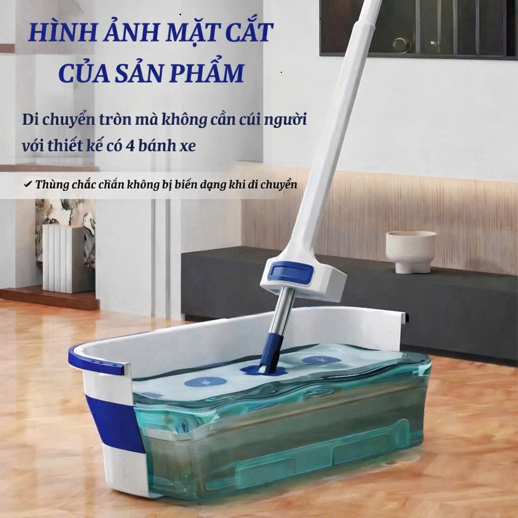 Cây Lau Nhà Tự Vắt Bông San Hô – Chổi Lau Nhà Thông Minh Xoay 360°, 2 Bông Lau, Lau Sạch Nhanh