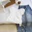 Áo kiểu nữ cổ vuông phối ren trễ vai tay phồng chất thô cotton mặc đi chơi dạo phố cafe HCOM27427