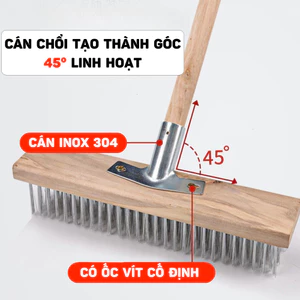 Chổi chà rêu sợi thép 304 không gỉ siêu bền bỉ, chổi sắt chà rong rêu bể bơi, vệ sinh sân vườn Goda