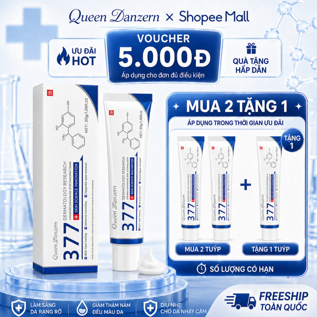 [MUA 2 TẶNG1] 377 Kem dưỡng trắng da mặt cho da nhạy cảm, hỗ trợ mờ thâm nám, làm sáng đều màu da, dưỡng ẩm căng bóng da