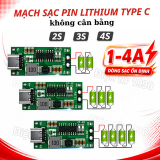 Mạch sạc cổng type C tăng áp dùng cho pin Lithium 3.7V 2S/3S/4S dòng sạc 1 - 4A