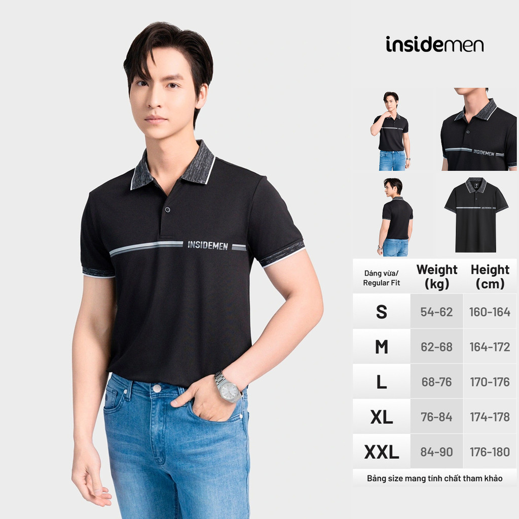Áo Polo Nam tay ngắn Insidemen Dáng Slim Fit Ôm Vừa Recycle Polyester thân thiện môi trường IPS126AS2