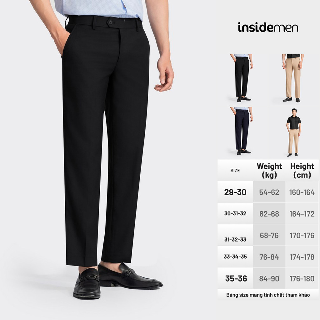 Quần tây công sở nam INSIDEMEN polyester và rayon giữ form lâu bền ITR0010Z