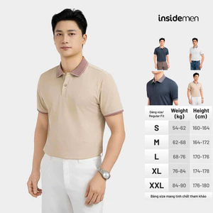 Áo Polo Nam Insidemen Regular Fit, Họa Tiết Jacquard Trẻ Trung, Chất Liệu Co Giãn Thoáng Khí IPS026MAH0