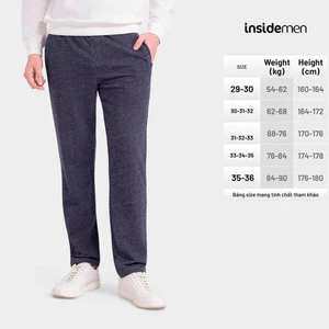 Quần Dài Dệt Kim Nam Insidemen Giữ Ấm Dáng Suông, Bo Gấu IPA008W2MT