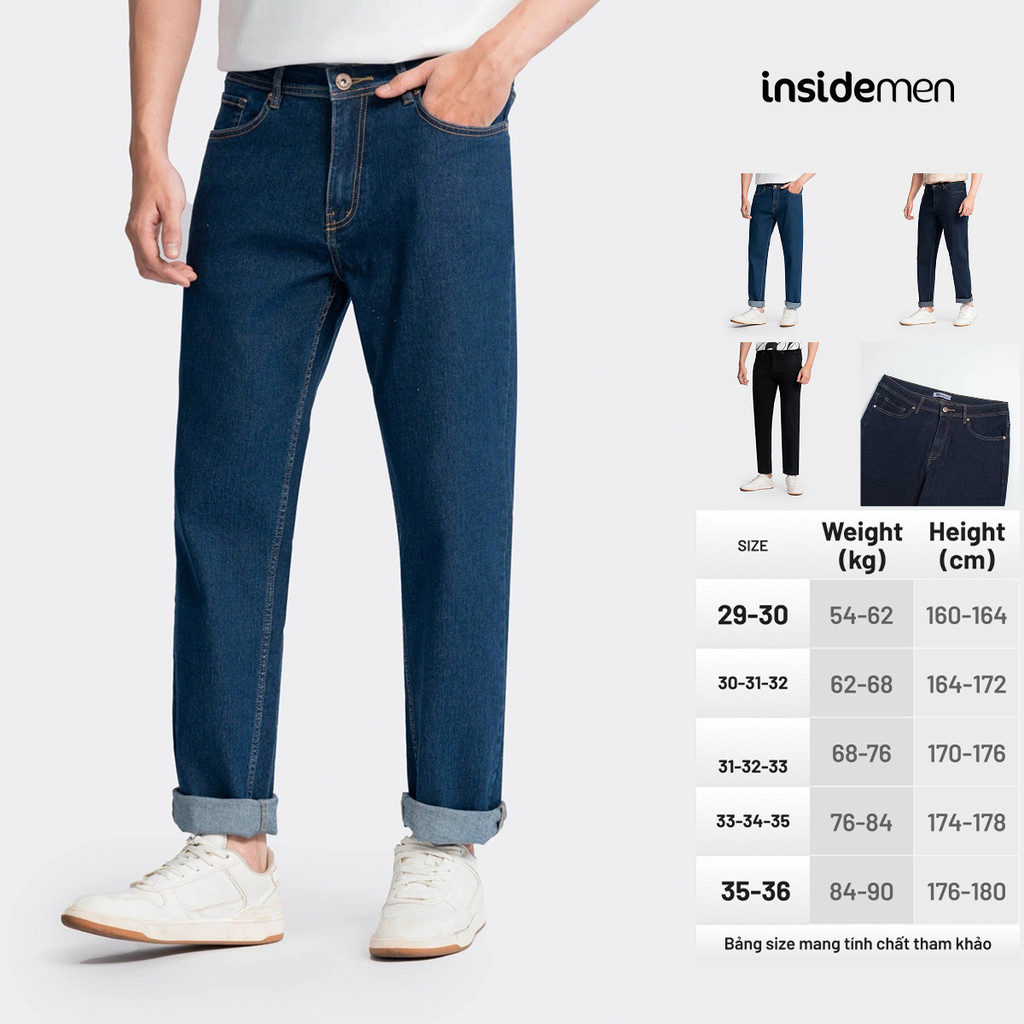 Quần Jeans Dài Nam INSIDEMEN Dáng Suông Nhẹ Form Regular Fit IJN0480Z