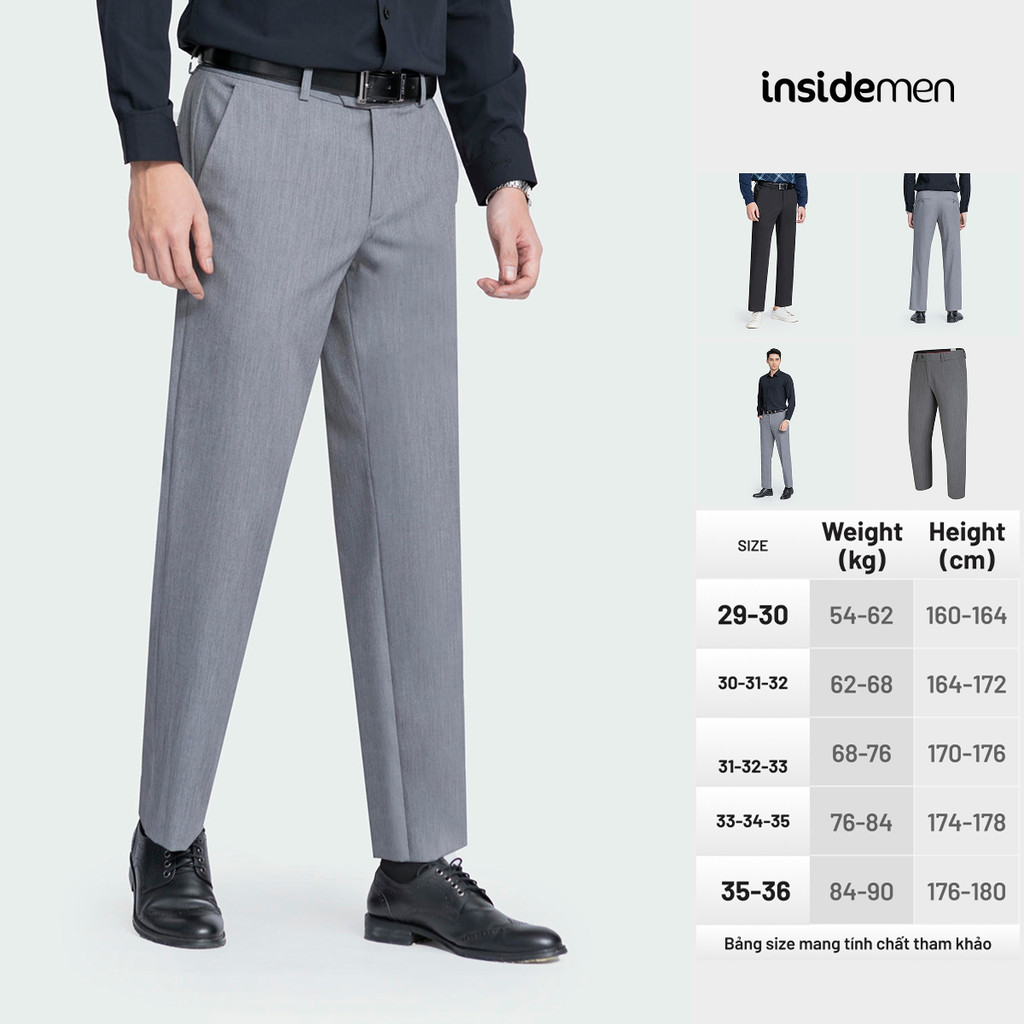 Quần âu nam Insidemen dáng suông regular fit, quần suông nam ống tây chất liệu thoáng mát, bền màu ITR05203
