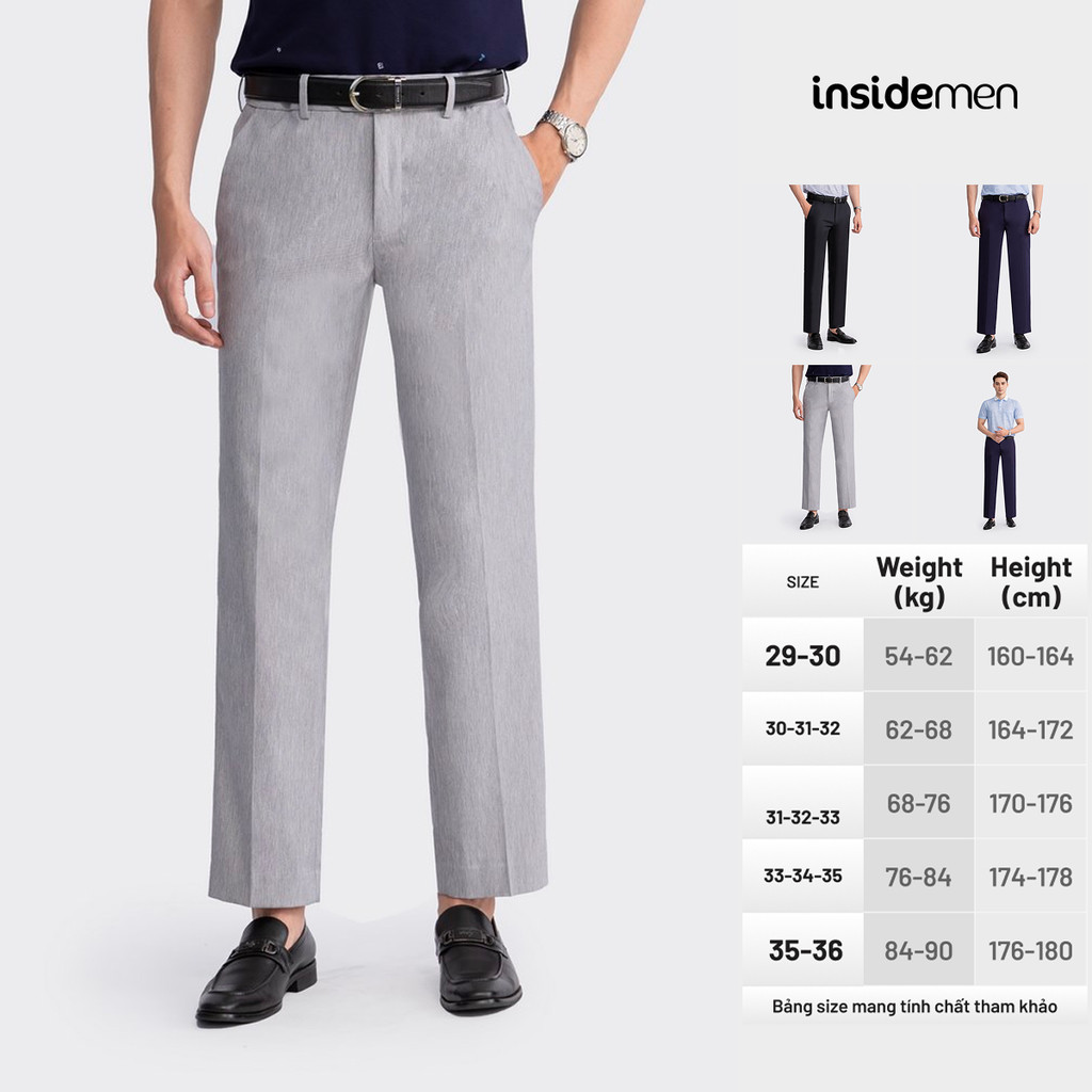 Quần âu nam INSIDEMEN cạp tăng đơ co giãn thoải mái dáng đứng công sở 3 màu basic dễ phối đồ ITR01703