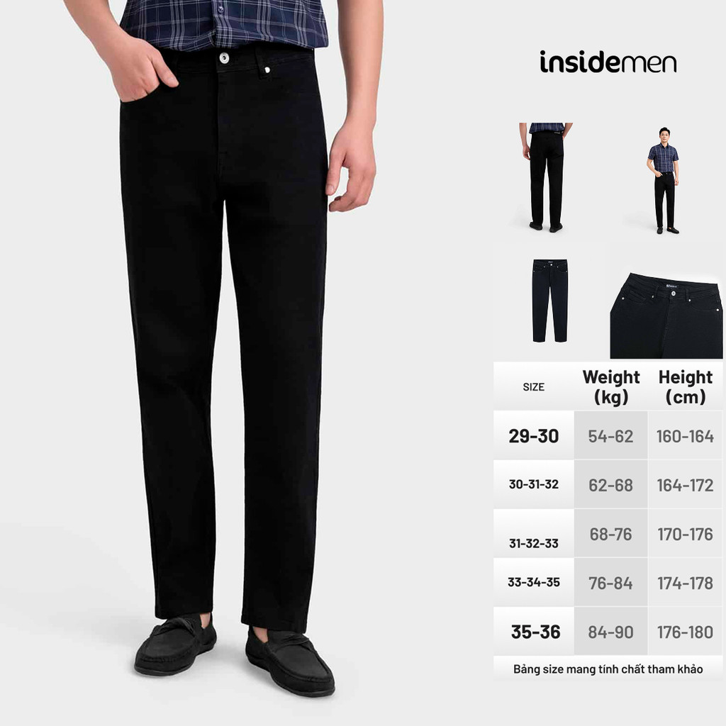 Quần Jeans Nam Hiệu Ứng Giặt Mài Insidemen Dáng Suông Regular Fit Phong Cách Đường Phố IJN001M0H0