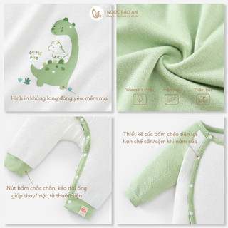 M&B (0-24M) Body dài tay cài nút chéo Viscose co giãn 4 chiều mềm mịn, thoáng mát cho bé sơ sinh.