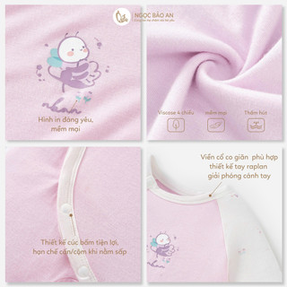 M&B (0-24M) Body dài tay cài nút chéo Viscose co giãn 4 chiều mềm mịn, thoáng mát cho bé sơ sinh.
