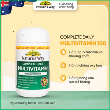 (Nhập khẩu chính hãng) Vitamin Tổng Hợp Nature’s Way Complete Daily Multivitamin - Hộp 100 Viên - Hỗ Trợ Bổ Sung Vitamin
