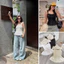 Áo hai dây chấm bi bo chun ngực dáng xòe peplum quai bèo nhún áo kiểu nữ mặc đi chơi du lịch HCOM27440