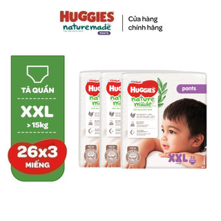Combo 3 Tã quần Huggies Naturemade Platinum M58/L44/XL38/XXL26/XXXL28 miếng - QUÀ ĐÍNH KÈM GIỎ HÀNG