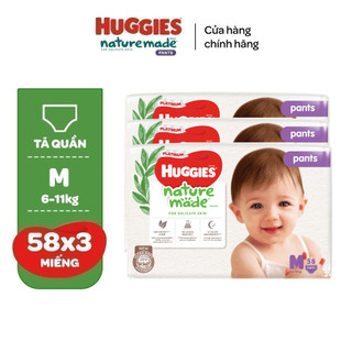 Combo 3 Tã quần Huggies Naturemade Platinum M58/L44/XL38/XXL26/XXXL28 miếng - QUÀ ĐÍNH KÈM GIỎ HÀNG