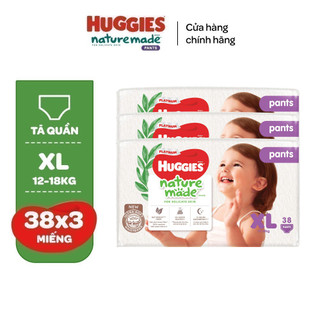 Combo 3 Tã quần Huggies Naturemade Platinum M58/L44/XL38/XXL26/XXXL28 miếng - QUÀ ĐÍNH KÈM GIỎ HÀNG