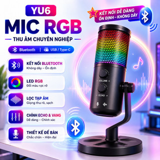 Micro-Micro Livestream, Thu Âm Chuyên Nghiệp SU9 - LED RGB-Lọc 99% Tạp Âm-Thu Âm 360 Độ-BH12T