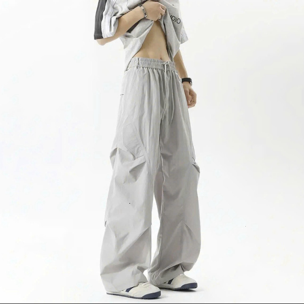Quần Gió Túi Hộp Unisex Ống Rộng Parachute Pants, Quần Cargo Vải Dù Mỏng Nhẹ Dáng Suông Phồng Siêu Chất M08