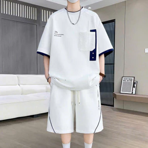 Bộ Quần Áo Nam Nữ Mùa Hè Oversize Phong Cách Hàn Quốc, Bộ Thể Thao Nam Nữ Tay Lỡ Phối Túi Cá Tính