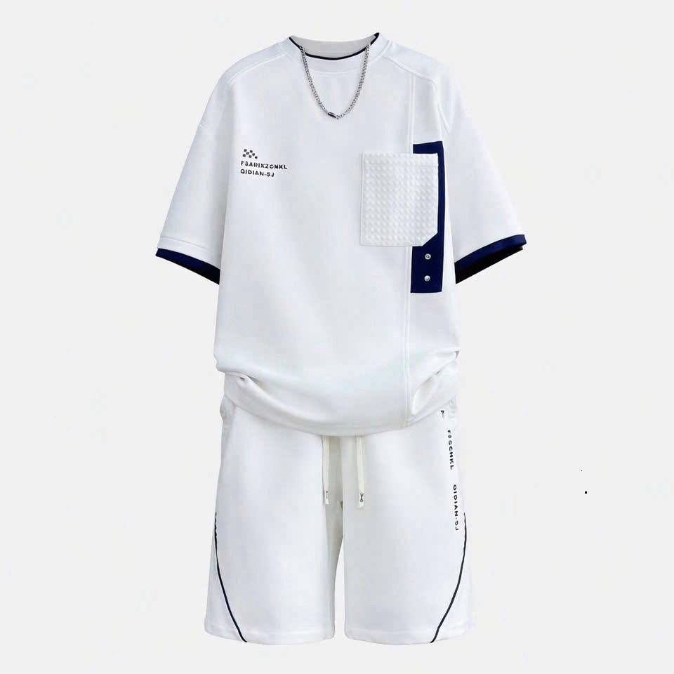 Bộ Quần Áo Nam Nữ Mùa Hè Oversize Phong Cách Hàn Quốc, Bộ Thể Thao Nam Nữ Tay Lỡ Phối Túi Cá Tính