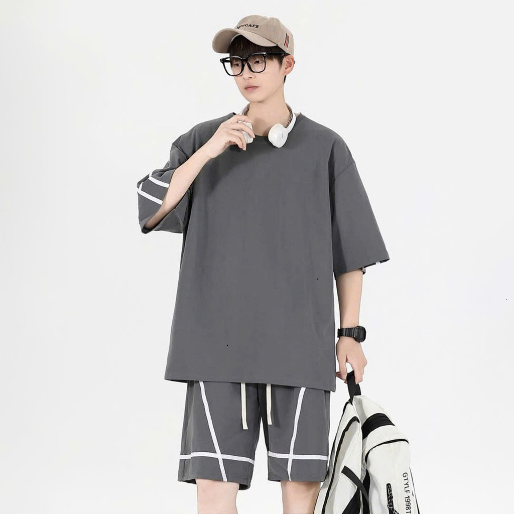 Bộ Quần Áo Thể Thao Chất Thun Tổ Ong Nam Nữ Unisex Form Rộng Mặc Thoáng Mát Cho Mùa Hè