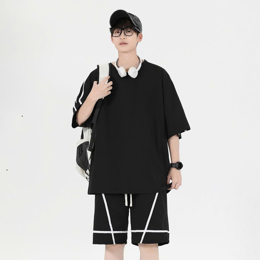 Bộ Quần Áo Thể Thao Chất Thun Tổ Ong Nam Nữ Unisex Form Rộng Mặc Thoáng Mát Cho Mùa Hè