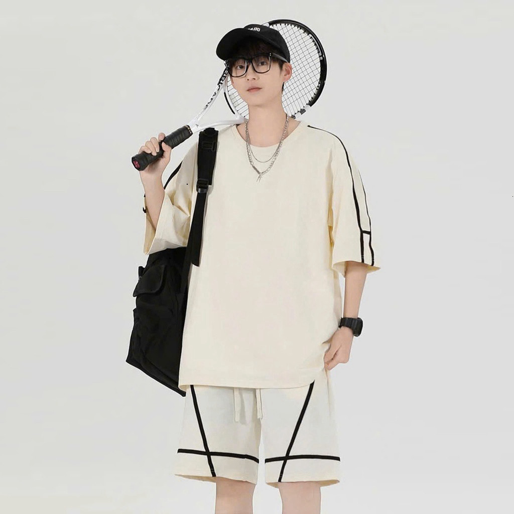 Bộ Quần Áo Thể Thao Chất Thun Tổ Ong Nam Nữ Unisex Form Rộng Mặc Thoáng Mát Cho Mùa Hè