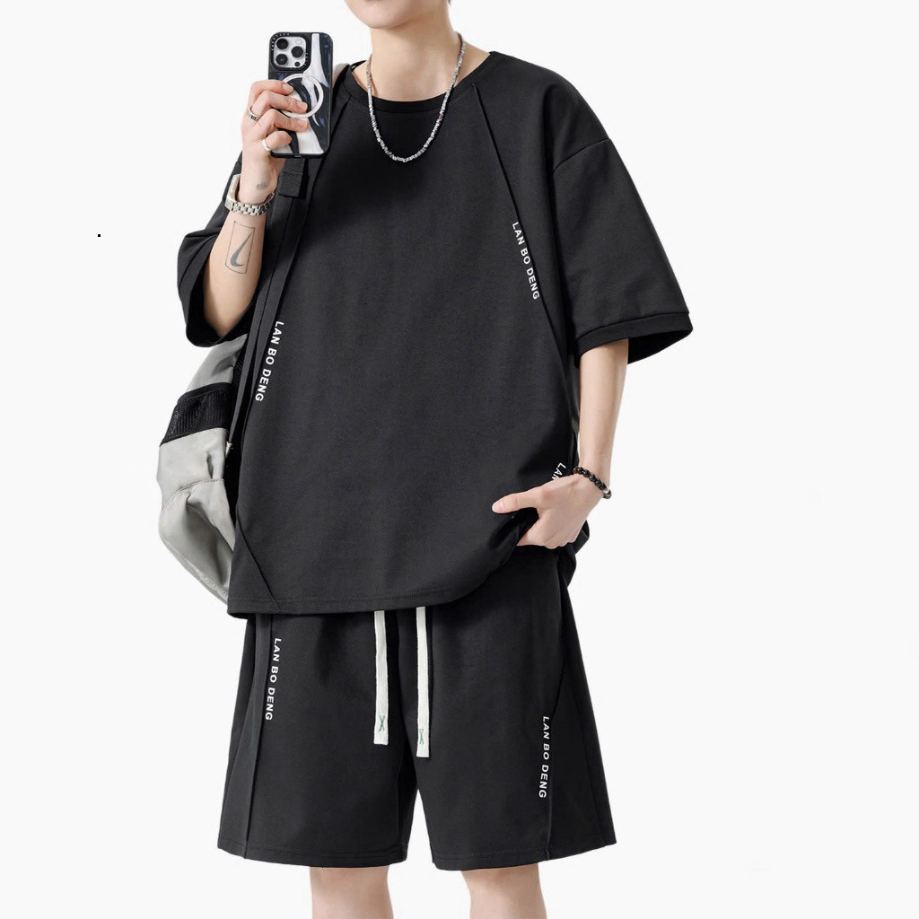 Bộ Quần Áo Thun Nam Nữ Oversize Form Rộng, Áo Cộc Tay Quần Short Cạp Chun Co Giãn Thoáng Mát Mùa Hè
