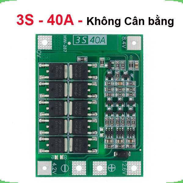 Mạch sạc bảo vệ pin Lithium 3S/4S 40A 60A 18650 BMS 11.1V 12.6V/14.8V 16.8V