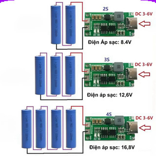 Mạch sạc cổng type C tăng áp dùng cho pin Lithium 3.7V 2S/3S/4S dòng sạc 1 - 4A