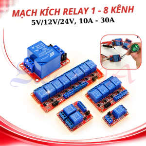 Mạch relay opto cách ly 1 - 8 kênh kích ( H/L) 5V/12V/24V - 10A/30A