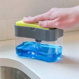 [HOT] Hộp Đựng Nước Rửa Chén nhấn dầu rửa bát Hút Tự Động (Tặng Kèm Miếng Rửa Chén 2 In 1)   Al ..