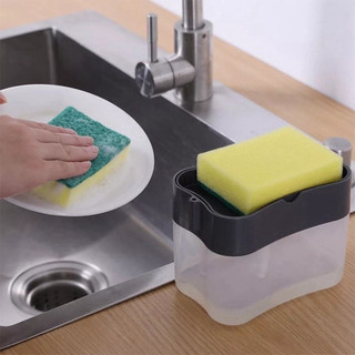 [HOT] Hộp Đựng Nước Rửa Chén nhấn dầu rửa bát Hút Tự Động (Tặng Kèm Miếng Rửa Chén 2 In 1)   Al ..