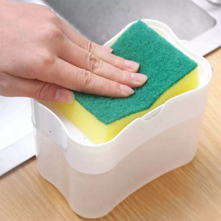 [HOT] Hộp Đựng Nước Rửa Chén nhấn dầu rửa bát Hút Tự Động (Tặng Kèm Miếng Rửa Chén 2 In 1)   Al ..