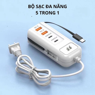 [HOT] Bộ Sạc 5 Cổng USB Type C, Ổ Cắm Sạc Điện Thoại 5 Trong 1 Sạc 20W An Toàn, Tiện Dụng Tương Thích Với Nhiều Thiết Bị
