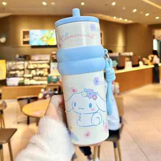 [HOT] Bình giữ nhiệt họa tiết Kuromi, Kitty 710ml, ly giữ nhiệt inox 316 chống gỉ có dây treo kèm ống hút AD ..