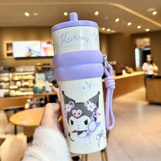 [HOT] Bình giữ nhiệt họa tiết Kuromi, Kitty 710ml, ly giữ nhiệt inox 316 chống gỉ có dây treo kèm ống hút AD ..
