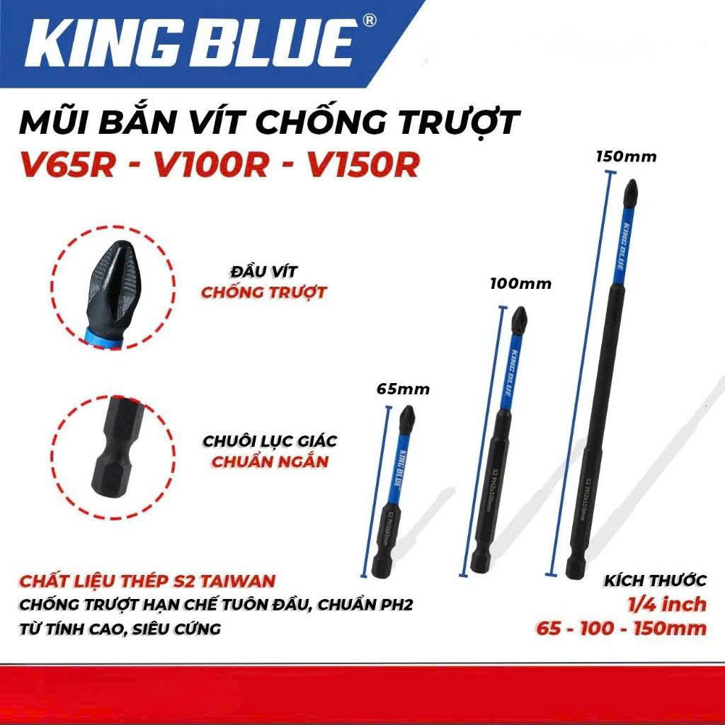 [Khuyến Mãi] [Qùa Tặng] 1 Mũi vít chống trượt KingBlue V65R, Chất liệu thép, Đầu từ tính - Loại xịn