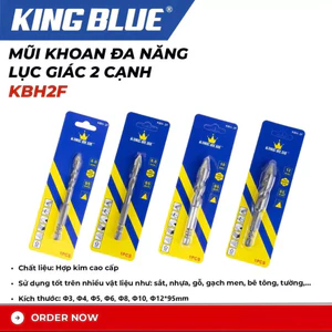 Mũi khoan đa năng lục giá 2 cạnh KingBlue KBH2F-04*95, KBH2F-06*95, KBH2F-08*95, KBH2F-10*95, KBH2F-12*95