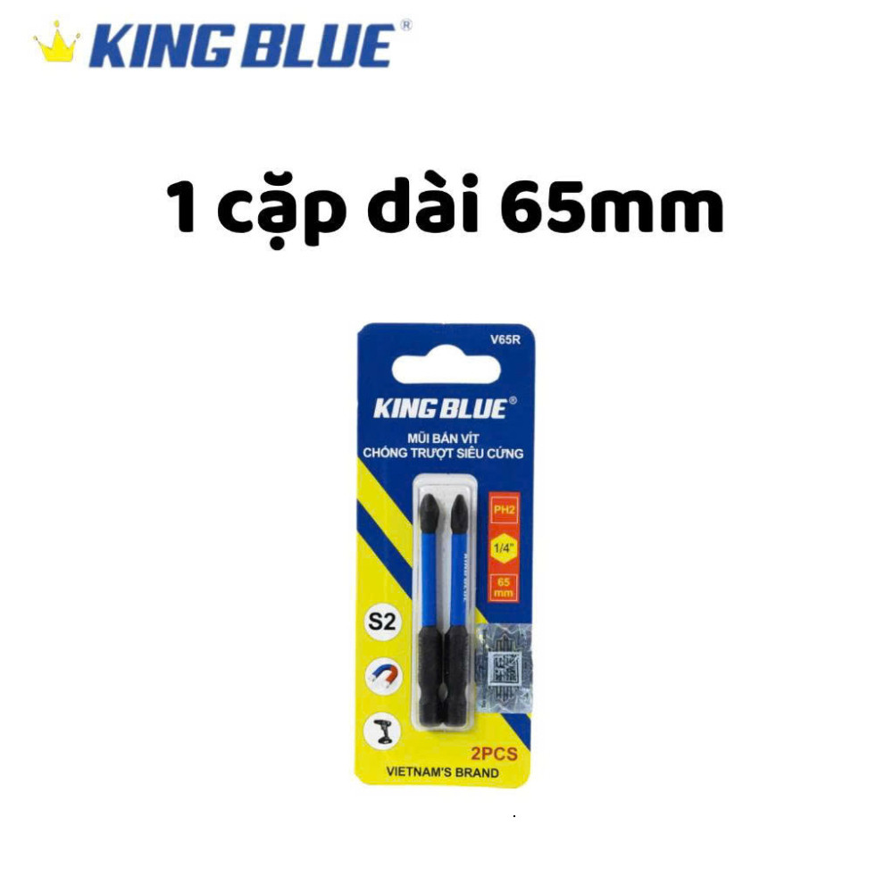 Mũi bắn vít chống trượt KingBlue V65R, V100R, V150R đầu PH2, kích thước 65 -150mm