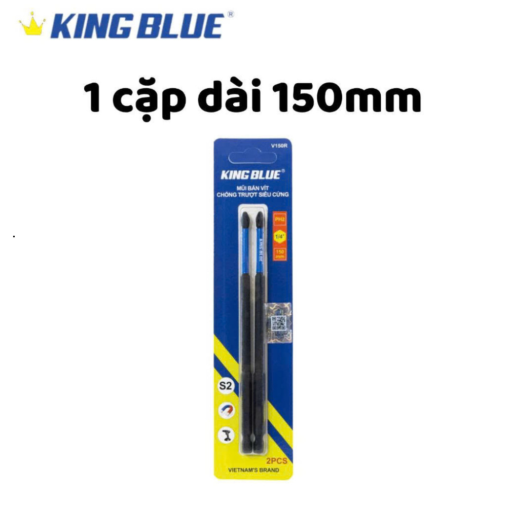 Mũi bắn vít chống trượt KingBlue V65R, V100R, V150R đầu PH2, kích thước 65 -150mm