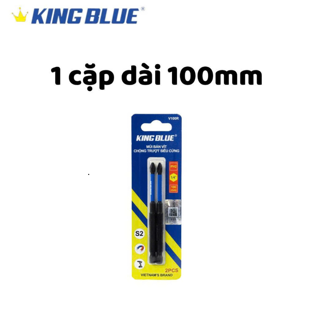 [Khuyến Mãi] Mũi bắn vít chống trượt KingBlue V65R, V100R, V150R đầu PH2, kích thước 65 -150mm