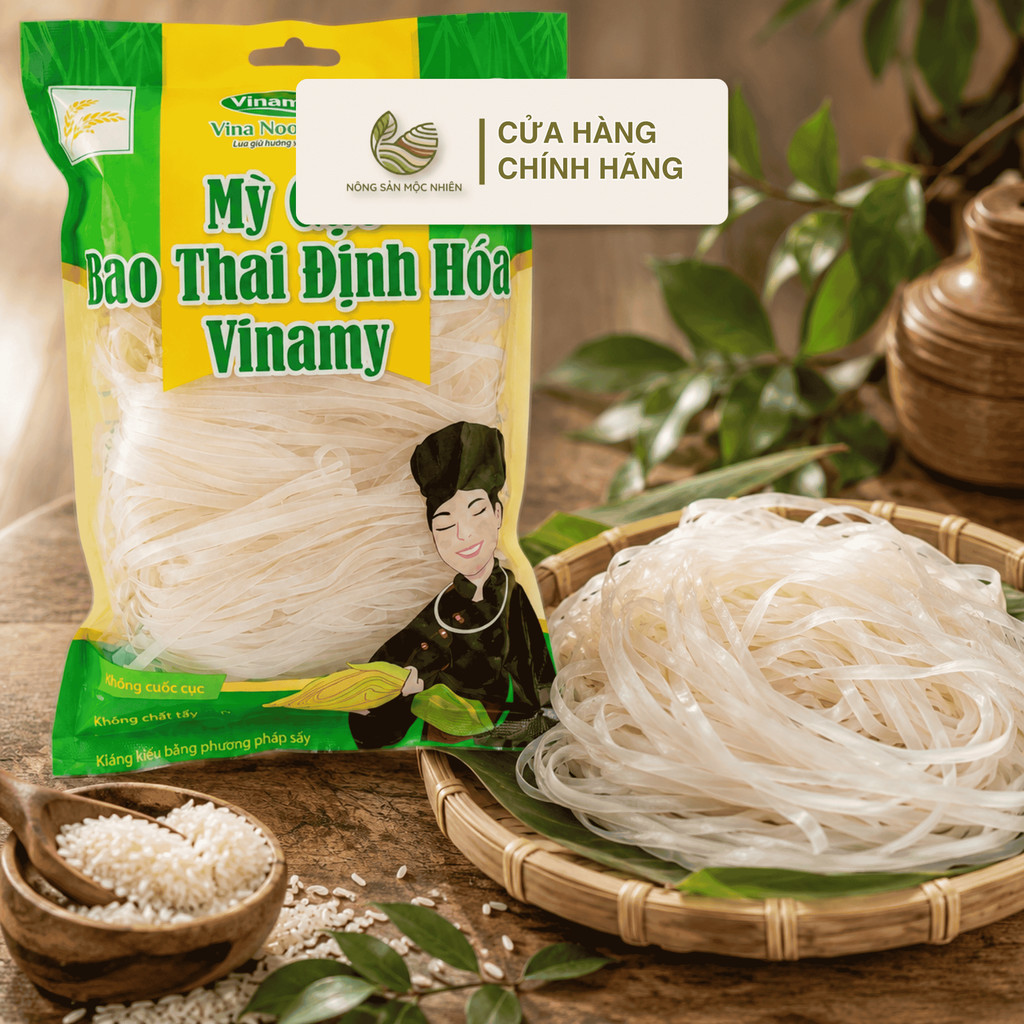 Mỳ Gạo Bao Thai Định Hóa Sợi Nhỡ Vinamy 500g - Đặc Sản Ocop Thái Nguyên, Dai Ngon Tự Nhiên