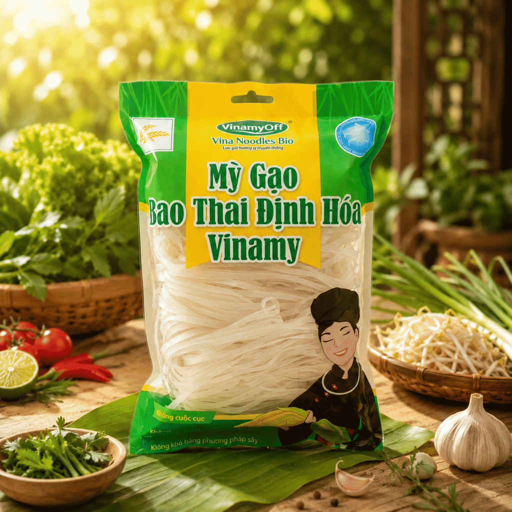 Mỳ Gạo Bao Thai Định Hóa Sợi Nhỡ Vinamy 500g - Đặc Sản Ocop Thái Nguyên, Dai Ngon Tự Nhiên
