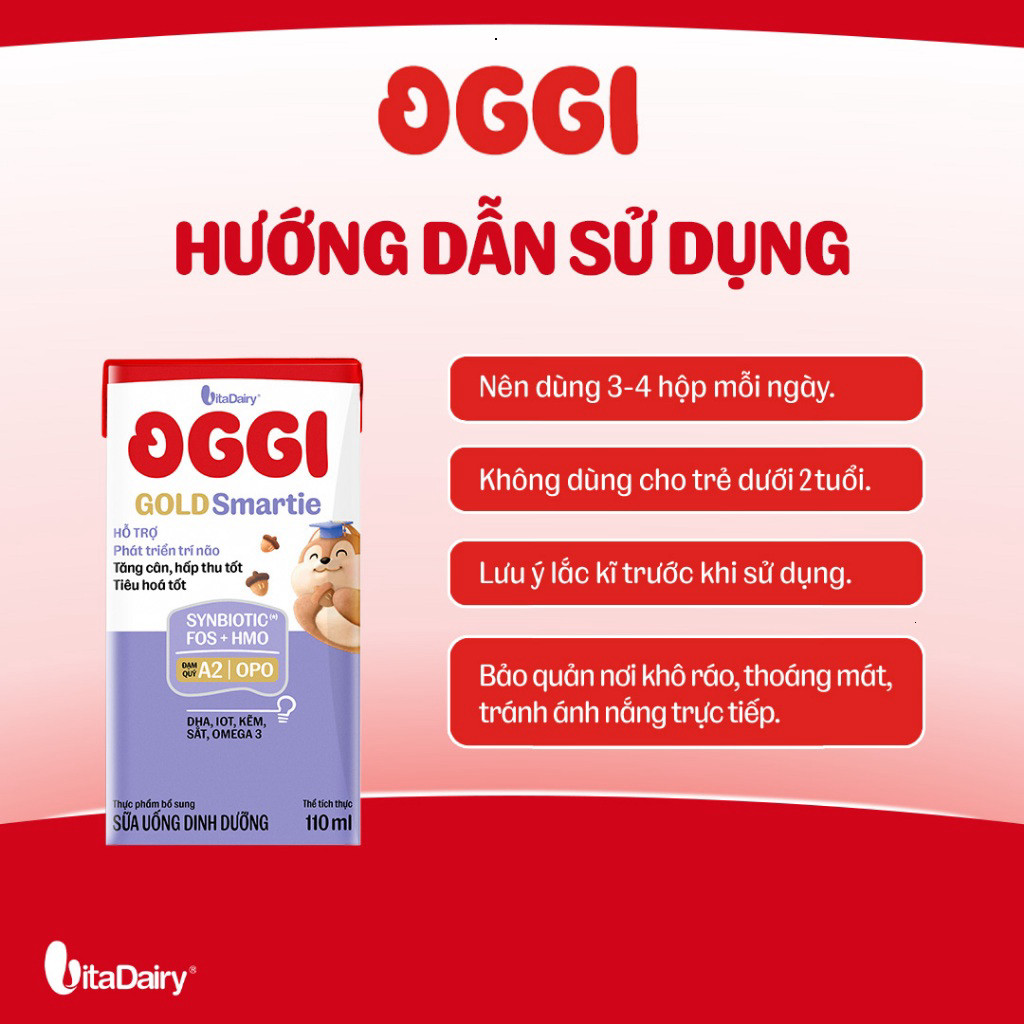 [THÙNG 24 HỘP] Sữa uống dinh dưỡng Oggi Smartie phát triển trí não, hỗ trợ hấp thu