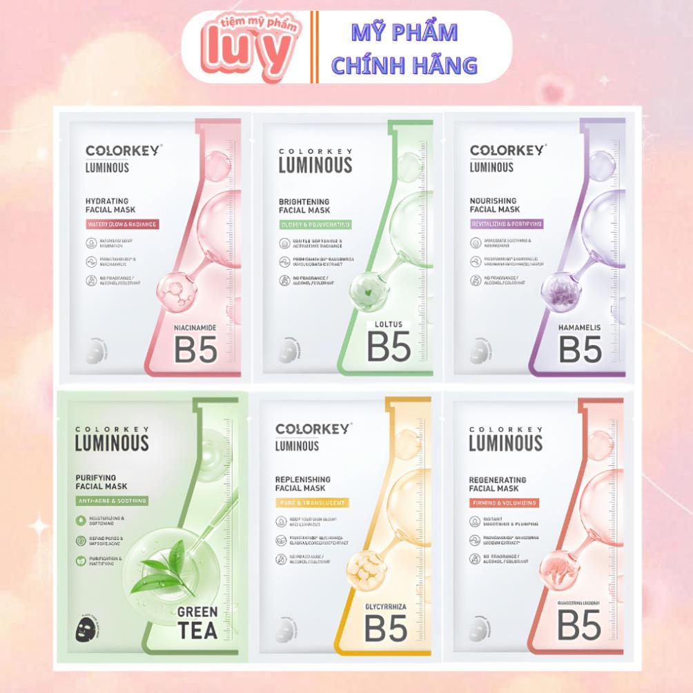Mặt Nạ Giấy COLORKEY LUMINOUS 1 Hộp 10 Miếng Vitamin B5 Giúp Cấp Ẩm, Hỗ Trợ Phục Hồi Làn Da