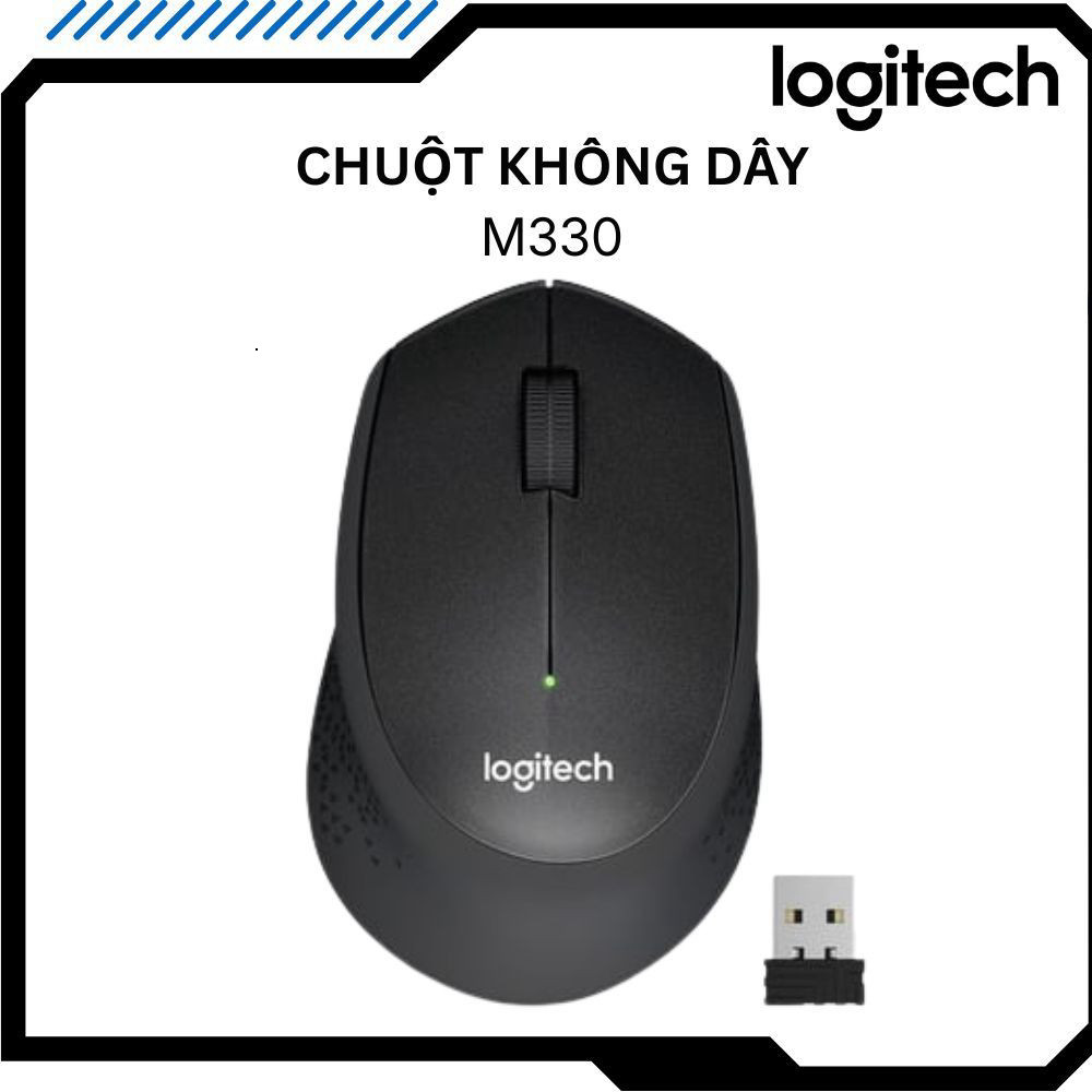 Chuột không dây Logi M330 Silent Plus USB, êm ái, độ nhạy cao, cho tay phải BH-12TH
