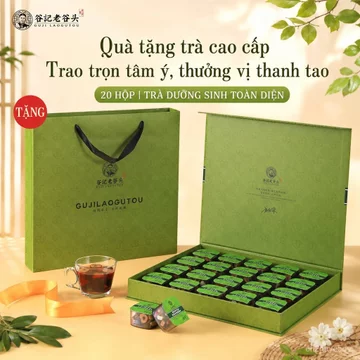 Nhân sâm Mỹ, Dendrobium, Nấm linh chi, Cây ngưu bàng, Trà rễ sắn dây - Bộ quà tặng trà sức khỏe cao cấp trong hộp nhỏ