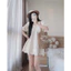 Đầm dáng ngắn rộng xòe tiểu thư váy thô thêu phối ren cổ dây buộc mặc đi học đi chơi nàng thơ HCOM27482